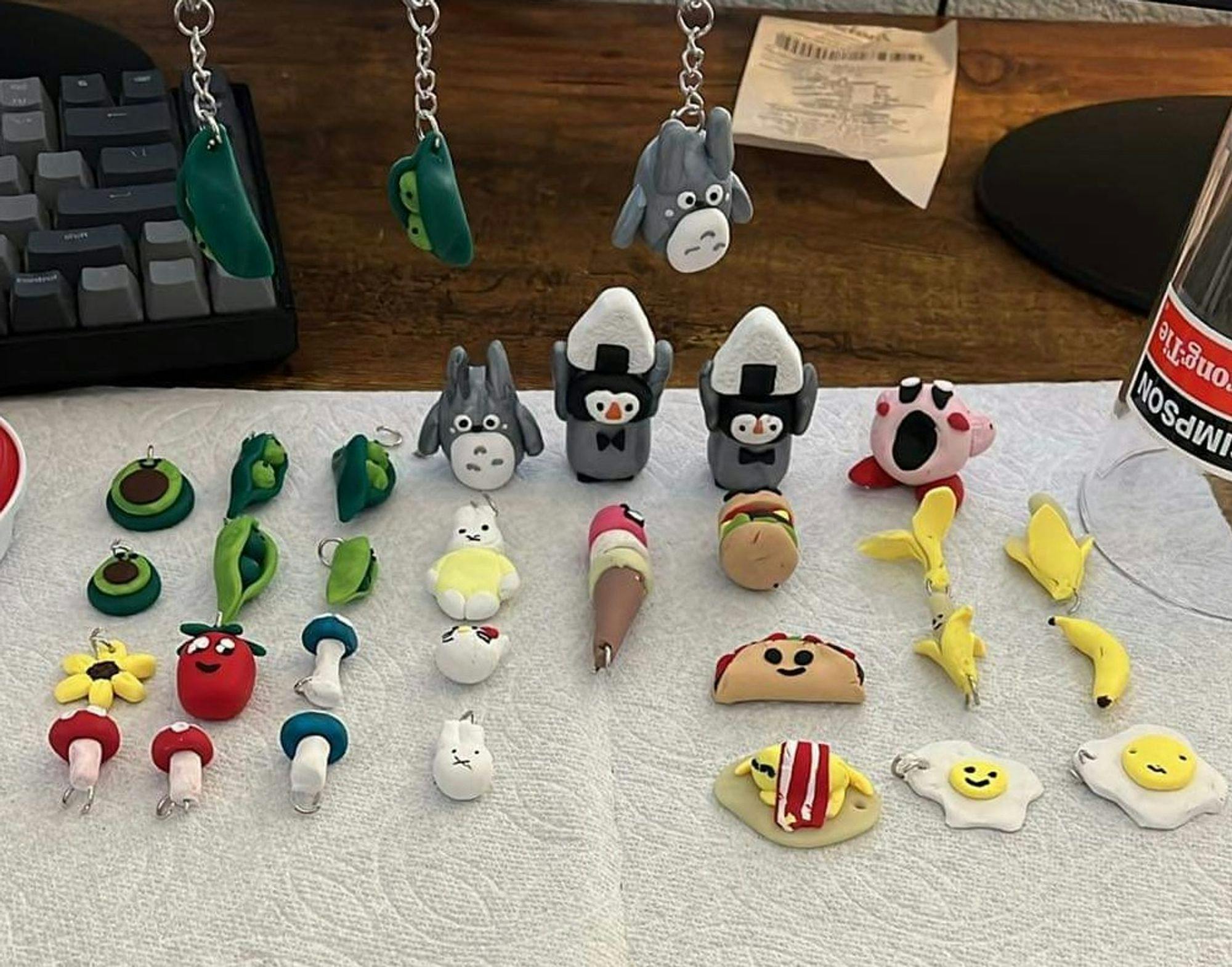We made cute polymer clay keychains